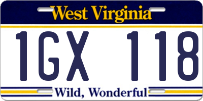 WV license plate 1GX118