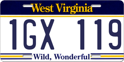 WV license plate 1GX119