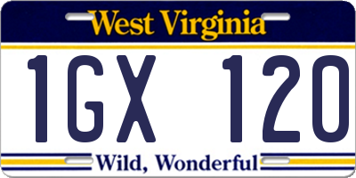 WV license plate 1GX120