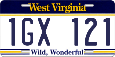 WV license plate 1GX121