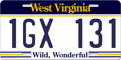 WV license plate 1GX131