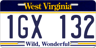 WV license plate 1GX132