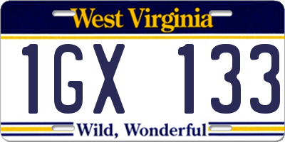 WV license plate 1GX133