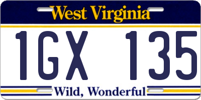 WV license plate 1GX135