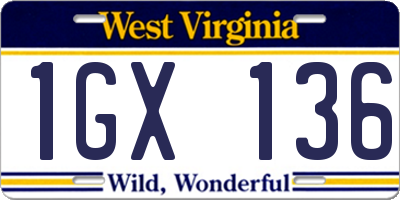 WV license plate 1GX136