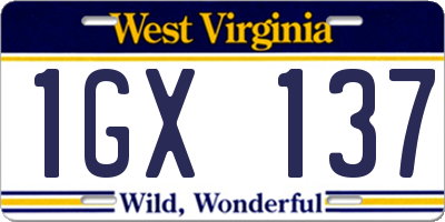 WV license plate 1GX137