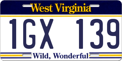 WV license plate 1GX139