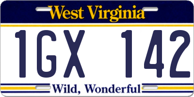 WV license plate 1GX142