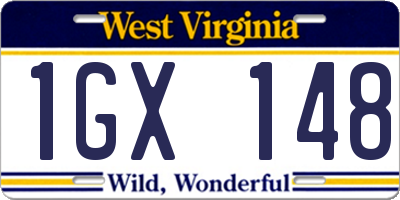 WV license plate 1GX148