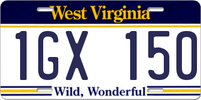 WV license plate 1GX150