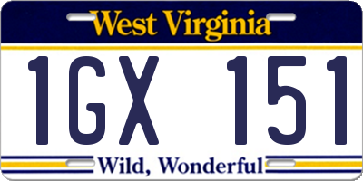 WV license plate 1GX151