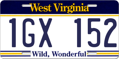 WV license plate 1GX152