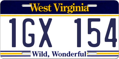 WV license plate 1GX154