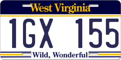 WV license plate 1GX155