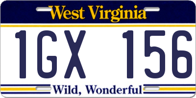 WV license plate 1GX156