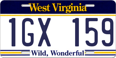 WV license plate 1GX159