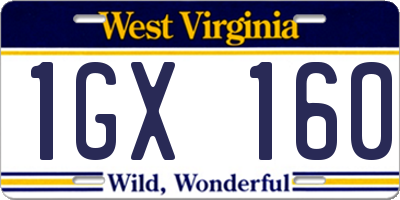 WV license plate 1GX160