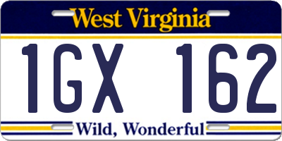 WV license plate 1GX162