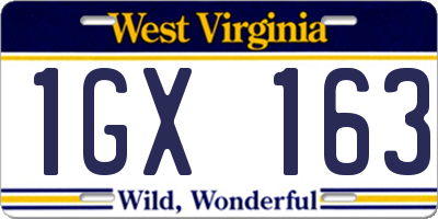WV license plate 1GX163