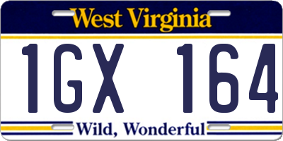 WV license plate 1GX164