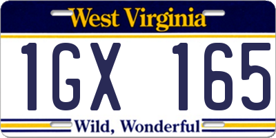 WV license plate 1GX165