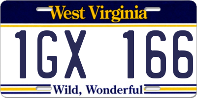 WV license plate 1GX166