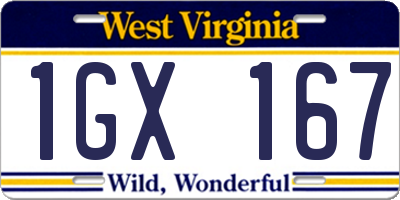 WV license plate 1GX167