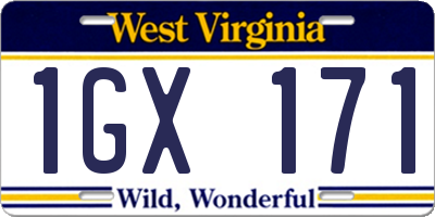 WV license plate 1GX171