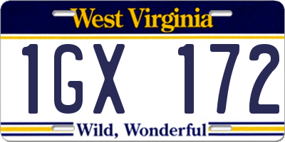 WV license plate 1GX172