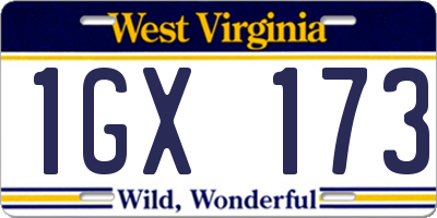 WV license plate 1GX173