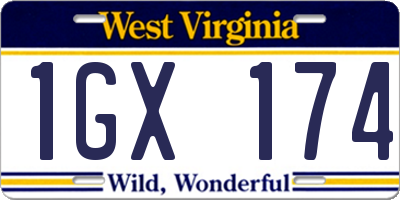 WV license plate 1GX174