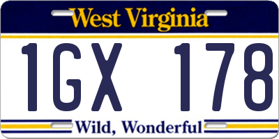 WV license plate 1GX178