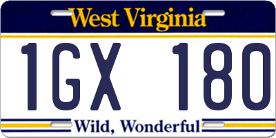 WV license plate 1GX180