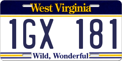 WV license plate 1GX181