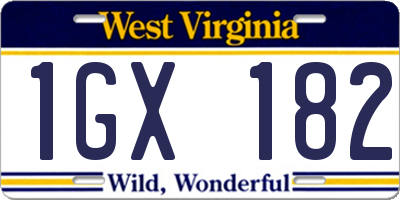 WV license plate 1GX182