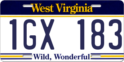 WV license plate 1GX183