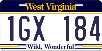 WV license plate 1GX184