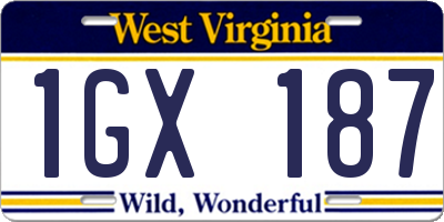 WV license plate 1GX187