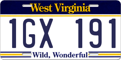 WV license plate 1GX191