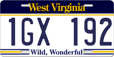 WV license plate 1GX192