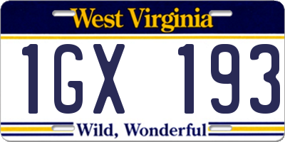 WV license plate 1GX193
