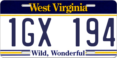 WV license plate 1GX194