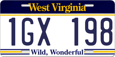 WV license plate 1GX198