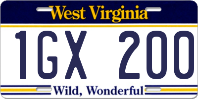 WV license plate 1GX200