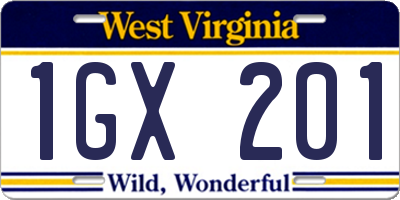 WV license plate 1GX201