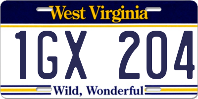 WV license plate 1GX204