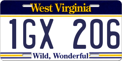 WV license plate 1GX206