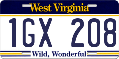 WV license plate 1GX208