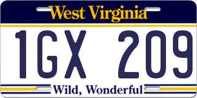 WV license plate 1GX209