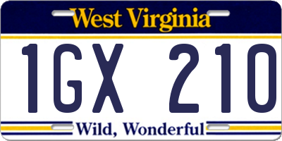 WV license plate 1GX210
